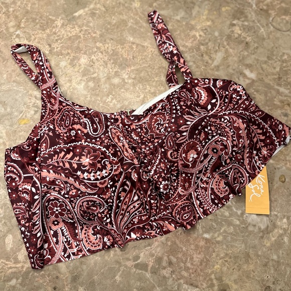 One Shoulder Flounce Longline Bikini Kona Sol LARGE SZ, NWT - Picture 3 of 7